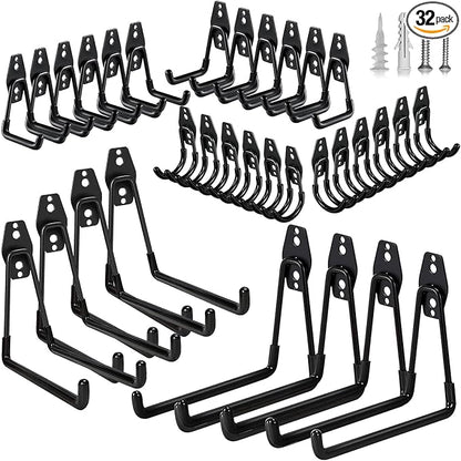32 Pack Steel Garage Hooks Heavy Duty, Utility Wall Mount Hook by HaveANiceDay