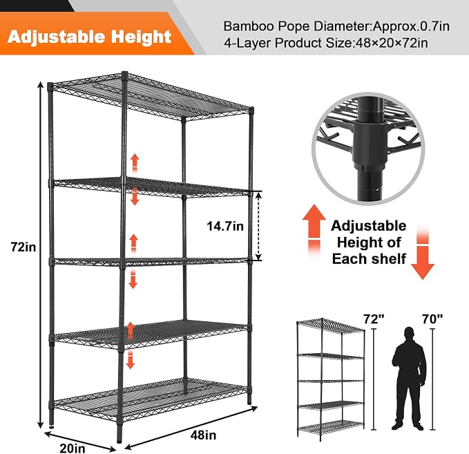 Land Guard 5 Tier Black Storage Racks and Shelving - Image 2