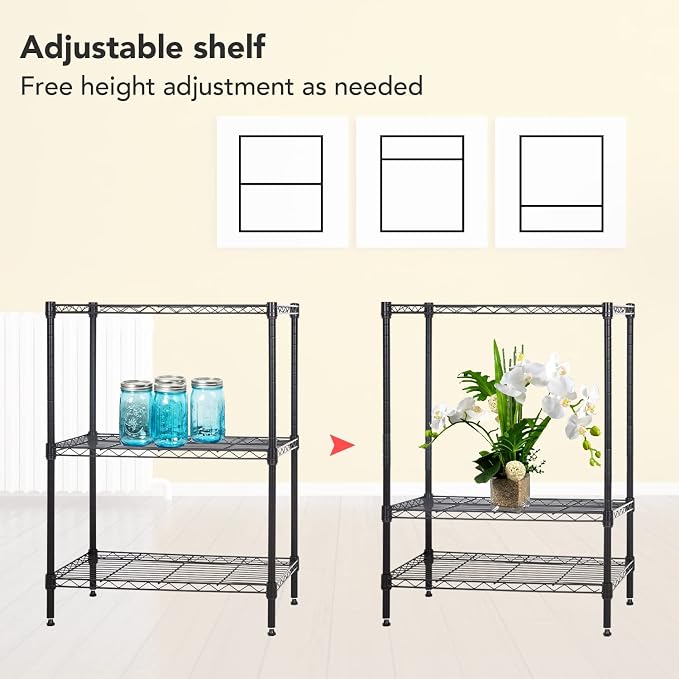 BestOffice | 3-Tier Wire Shelf | 23" x 13.2" x 30.2" | Black | Storage Shelves - Image 7