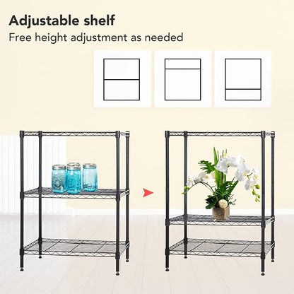 BestOffice | 3-Tier Wire Shelf | 23" x 13.2" x 30.2" | Black | Storage Shelves - Image 7