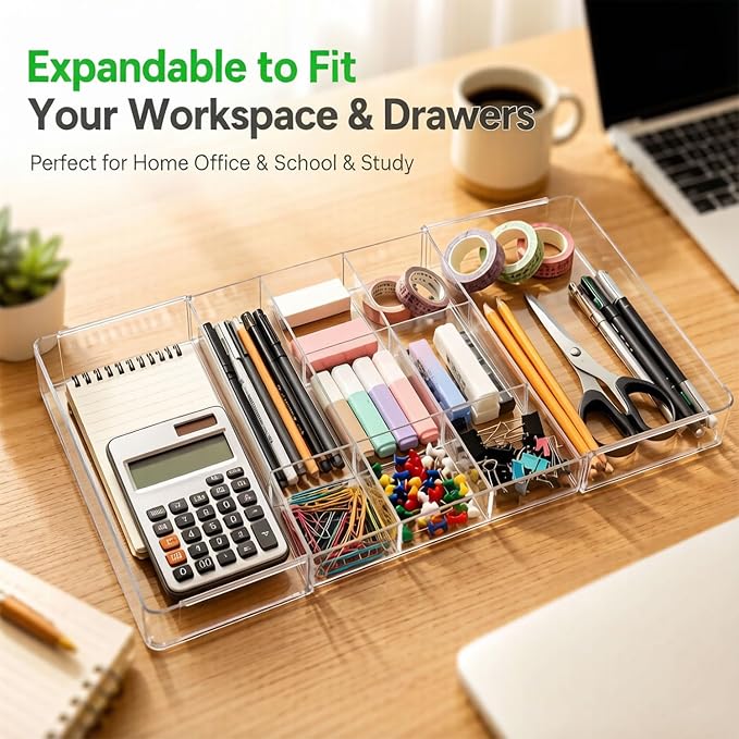 Expandable Drawer Organizers, Acrylic Desk Drawer Organizer - Image 3