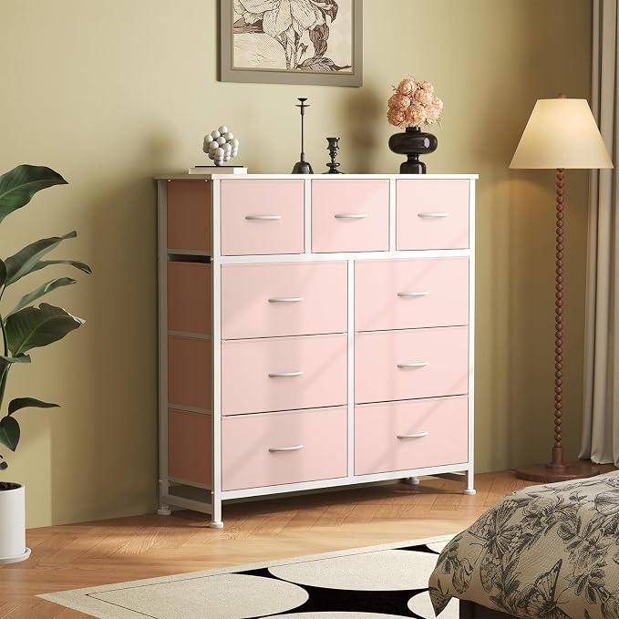 OLIXIS 9 Drawer Pink Dresser for Bedroom, Closet Organizers and Storage | Tall - Image 7