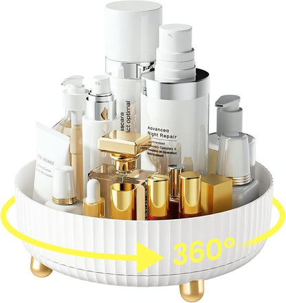 A-LuGei 【Elegant White】 8.6" Perfume Organizer, 【360° Rotating】 Vanity Organizer by A-LUGEI