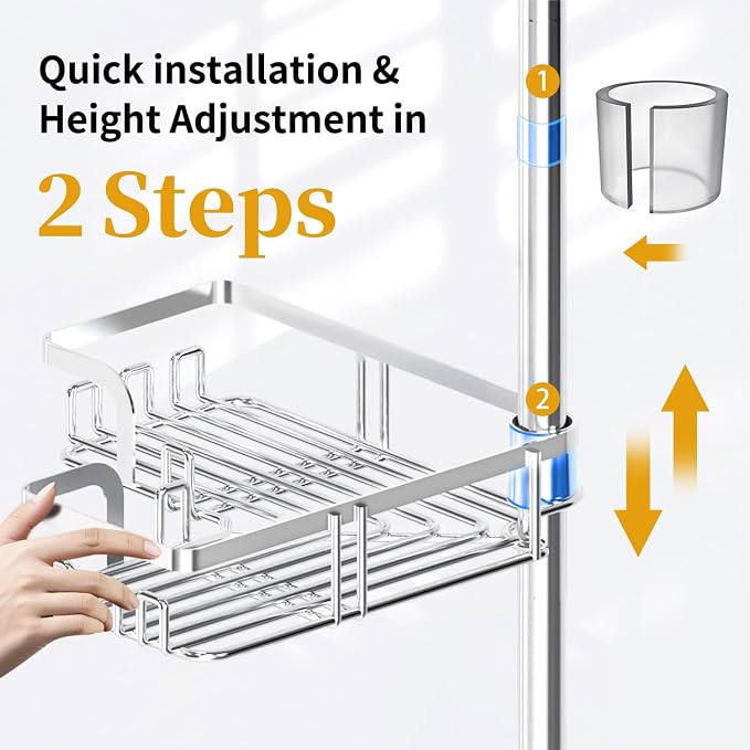 KEGII Corner Shower Caddy Tension Pole, Rustproof Tension Shower Organizer - Image 4