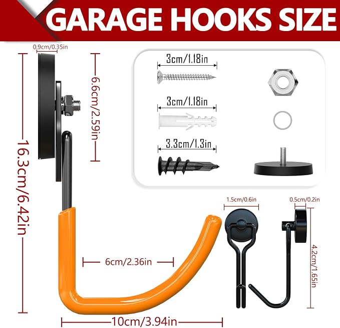 3-H Heavy Duty Magnet Garage Hooks 2 Pack, J Shape Strong Magnetic Hooks - Image 3