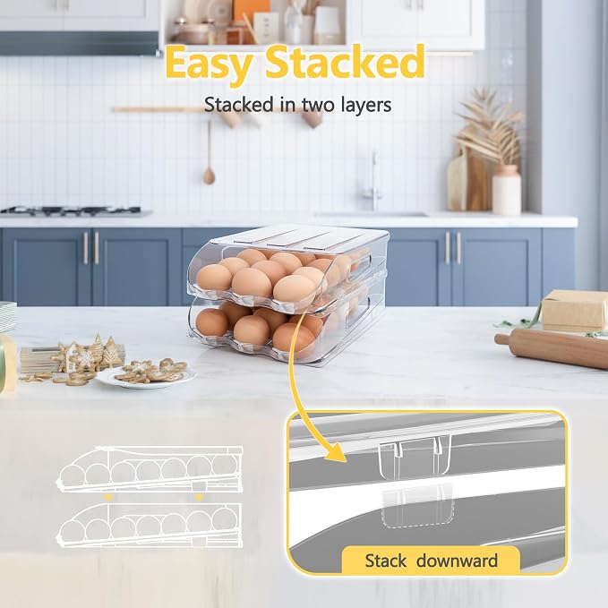 Egg Holder for Fridge, Automatic Steady Rolling Egg Container - Image 5