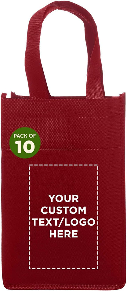 DISCOUNT PROMOS Non-Woven Vineyard Two Bottle Wine Bags by DISCOUNTPROMOS