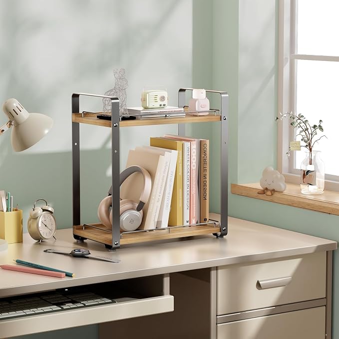 Delamu 2-Tier Bathroom Counter Organizer, Wood Vanity Organizer Countertop - Image 8