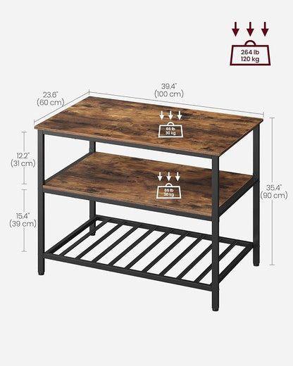 VASAGLE Kitchen Island with 3 Shelves, 39.4 Inches Width Kitchen Shelf with - Image 3