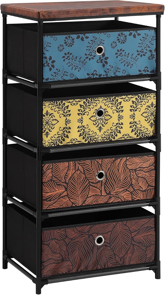 HAITRAL 4 Drawers Clothes Storage Organizer, Small Fabric Storage Chest by HAITRAL
