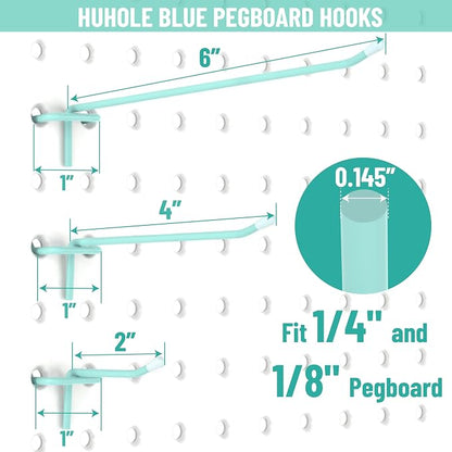 HUHOLE Pegboard Hooks 6 Inch 50PC, Fit 1/4" or 1/8" Pegboard, Ideal Peg Board - Image 3