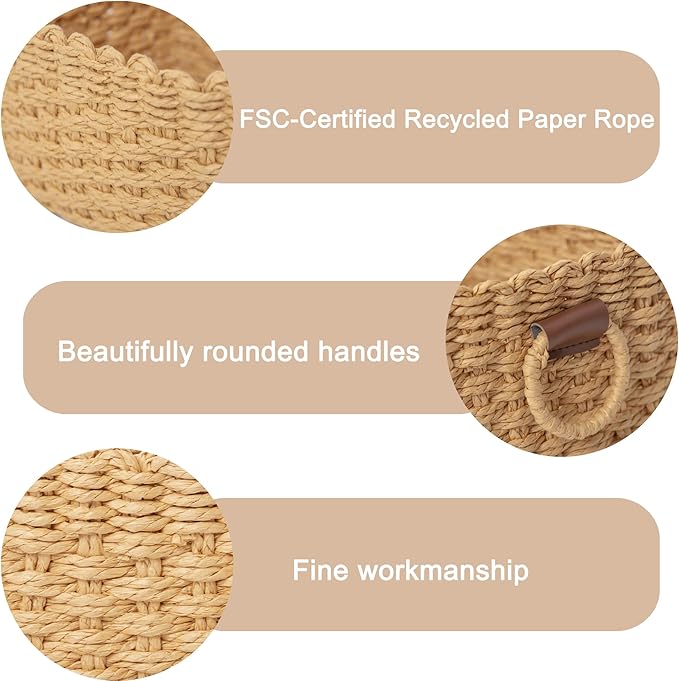 Small Paper rope baskets for Organizing, Cute woven storage Little basket for - Image 2