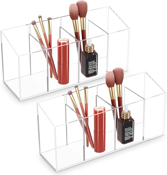 Acina 2PCS Clear Makeup Brush Holder Organizer, Acrylic Cosmetic Brushes Storage by Acina