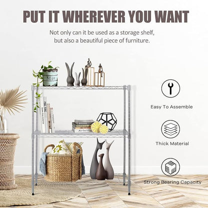 NChanmar 3-Tier Wire Shelving Unit Storage Shelves Shelf Organizer 30"x23"x12" - Image 7