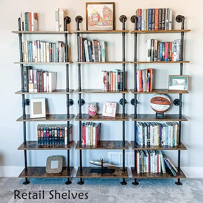 ZIOTHUM 6-Tier Industrial Pipe Shelves Shelf Shelving Rustic Wood Metal Wrought - Image 5