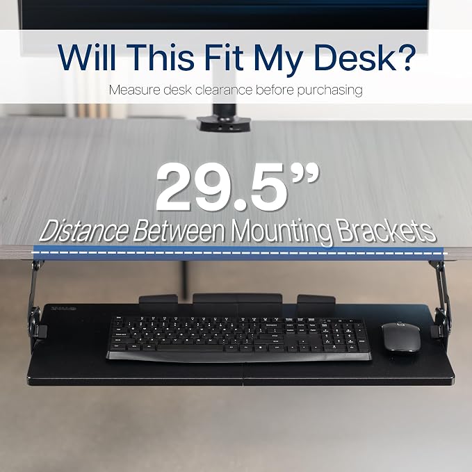 VIVO Large Under Desk 27 x 11 inch Computer Keyboard and Mouse Tray - Image 3