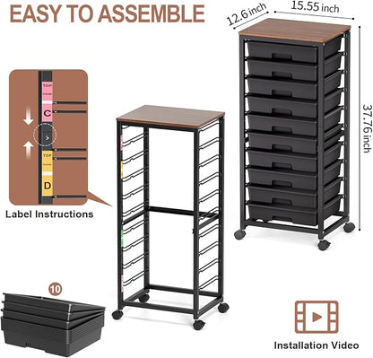 Rolling Cart with Drawers, 10 Drawer Rolling Cart, Storage Cart, Utility Cart - Image 3