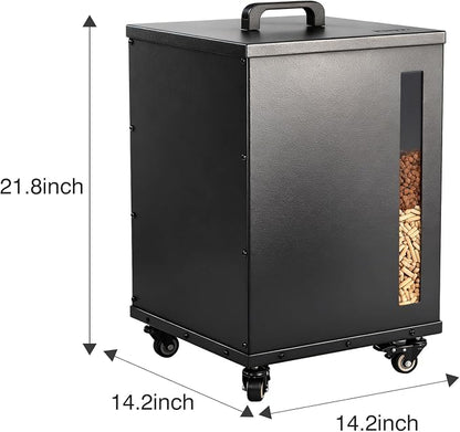Rayzi 66lb Wood Pellet Storage Bin, Carbon Steel Fuel Pellet Container - Image 8