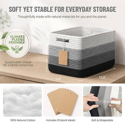 5 Pack Woven Storage Baskets, Decorative Storage Bins - Image 3