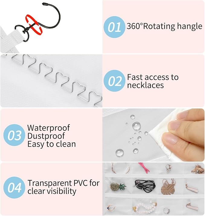 Bloss Hanging Jewelry Organizer, Double-Size jewelrys Storage - Image 3