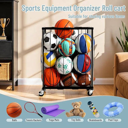 TomCare Garage Ball Rolling Storage Rack Large Capacity Basketball Holder - Image 4