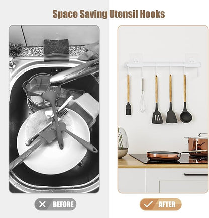 Kitchen Utensil Hanger, Adhesive Utensil Holder Wall Mount Kitchen Rack Rail - Image 4