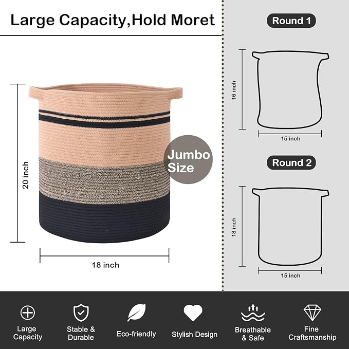 OIAHOMY 80L Laundry Baskets-Laundry Hamper, Storage Basket - Image 3
