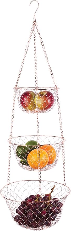 Fox Run 3-Tier Copper Kitchen Hanging Fruit Baskets by foxrunbrands