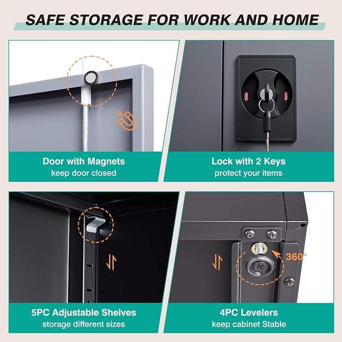 SISESOL Wide & Deep Metal Storage Cabinet - Image 6