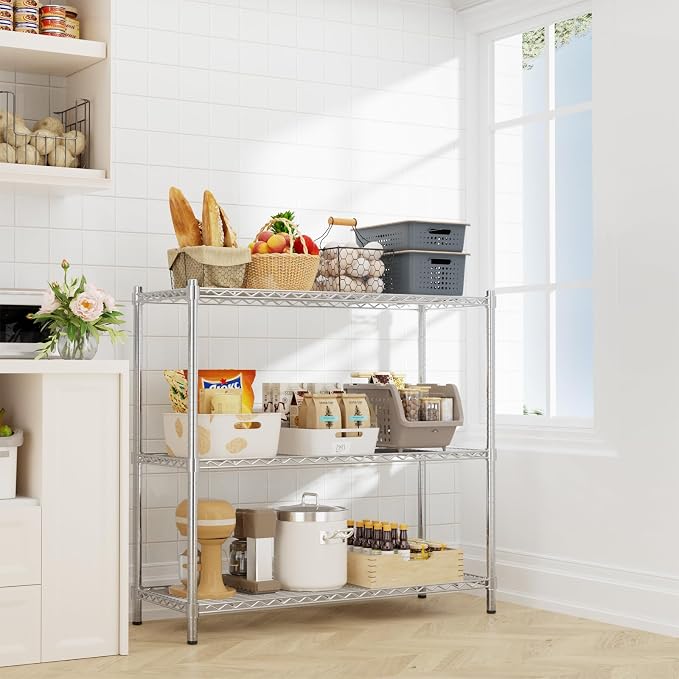 Storage Shelves Heavy Duty, 3-Tier Adjustable Metal Industrial Utility Shelf - Image 2
