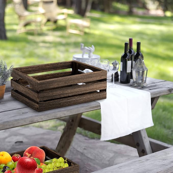 ZOOFOX Set of 3 Nesting Wooden Crates, Rustic Wood Basket - Image 5