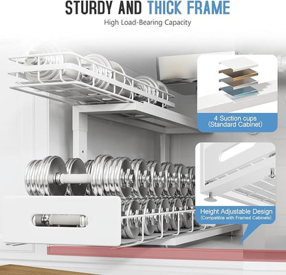 Under Sink Organizer Upgrade To Professional Rails, 2-Tier Dual Pull Out - Image 4