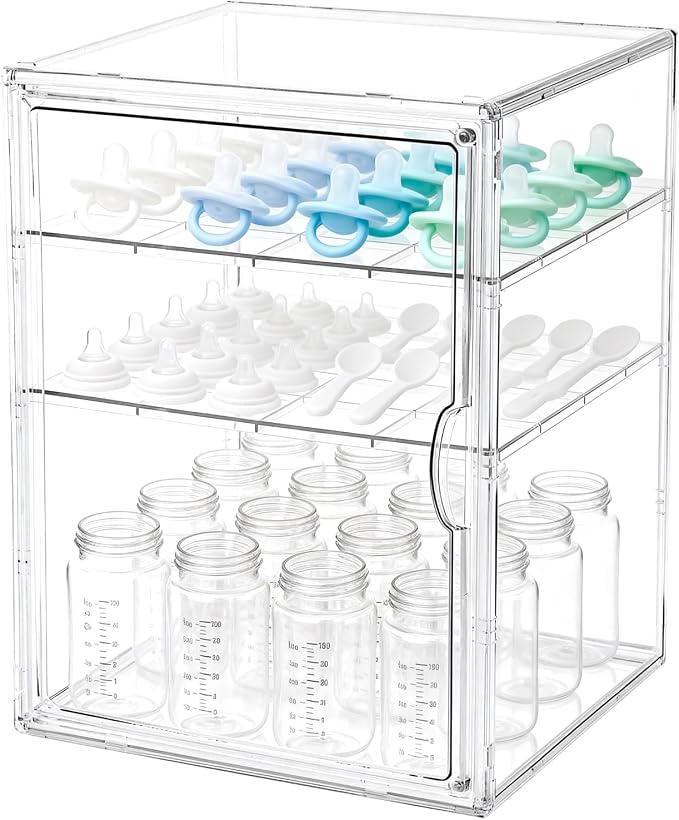 Baby Bottle Organizer, 3 Tiers Acrylic Bottle Storage Organizer Container by RISICULIS