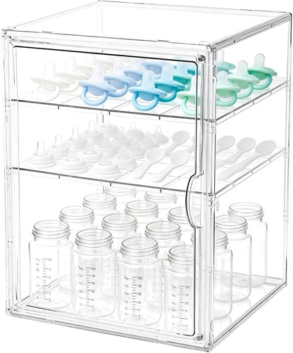 Baby Bottle Organizer, 3 Tiers Acrylic Bottle Storage Organizer Container by RISICULIS