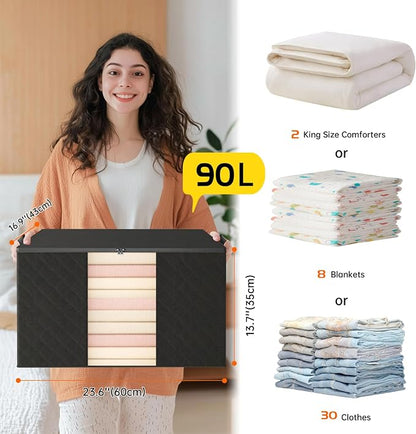 6 Pack Clothes Storage Bags - 90L Blanket Organizers and Storage - Image 2
