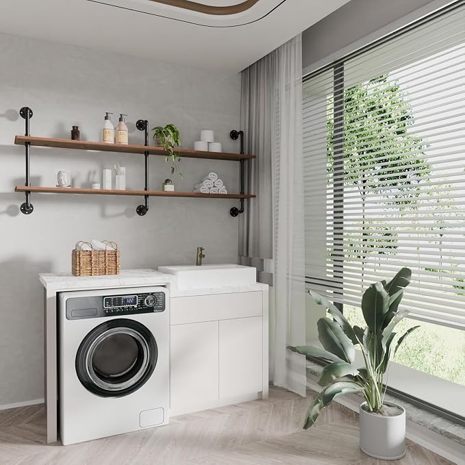 HDDFER Floating Shelves Wall Bookshelf Industrial Pipe Shelving Shelves Real - Image 4