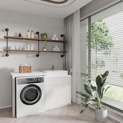 HDDFER Floating Shelves Wall Bookshelf Industrial Pipe Shelving Shelves Real - Image 4