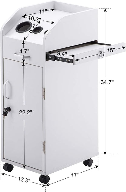 BarberPub Beauty Salon Trolley Storage Cart Hair Dryer Holder Stylist Equipment - Image 7