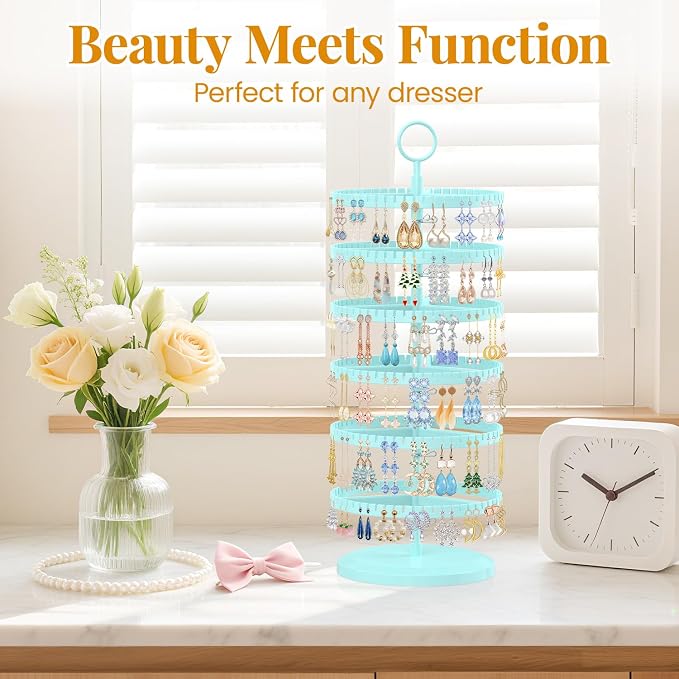 EsLuker.ly Earring Holder Organizer Rotating Stud Display Tree Rack, 6 Tier | - Image 7