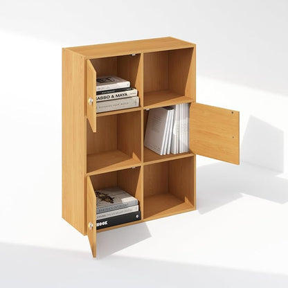 Furinno PASIR Book Shelf, 6-Cube Bookshelf, 3 Door Cube Storage Organizer - Image 4