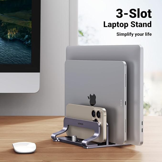UGREEN 3-Slot Vertical Laptop Stand Holder Desk Compatible - Image 2