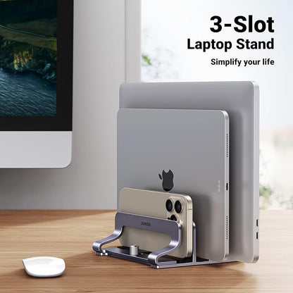 UGREEN 3-Slot Vertical Laptop Stand Holder Desk Compatible - Image 2
