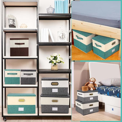 Large Linen Fabric Foldable Storage Bins - Image 5