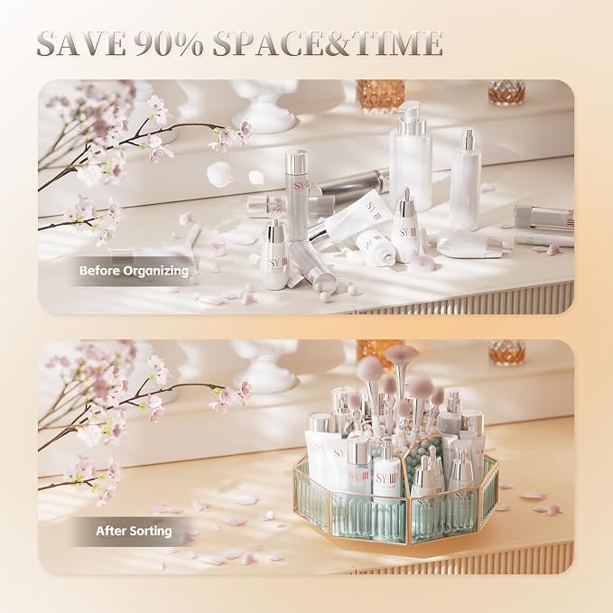 360° Rotating Makeup Organizer Spinning Vanity Organizer - Image 2