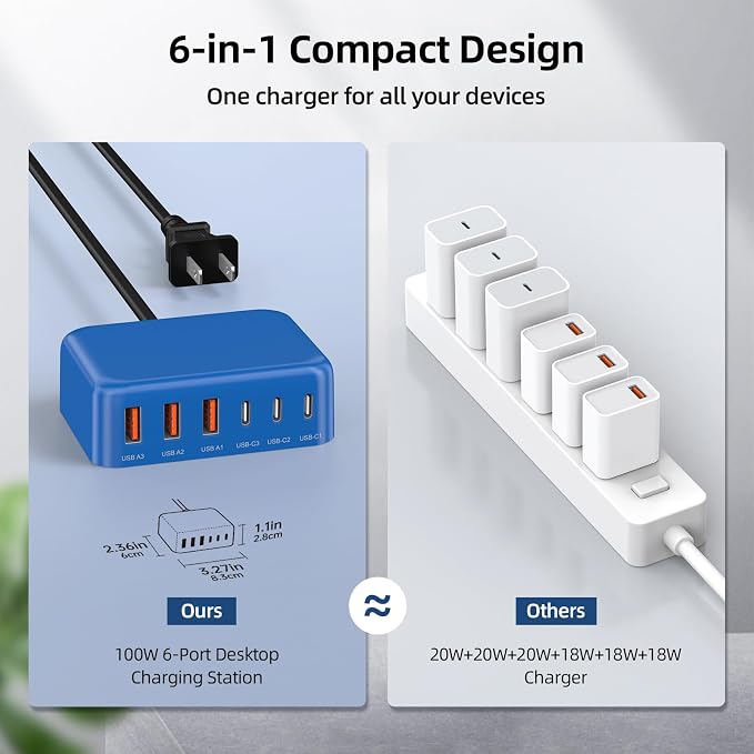 6 in 1 USB Charger, 50% Smaller Charging Station - Image 4