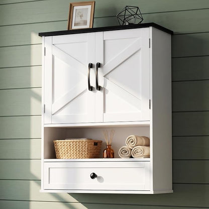 Farmhouse Bathroom Wall Cabinet, Over Toilet Bathroom Organizer by Elnure