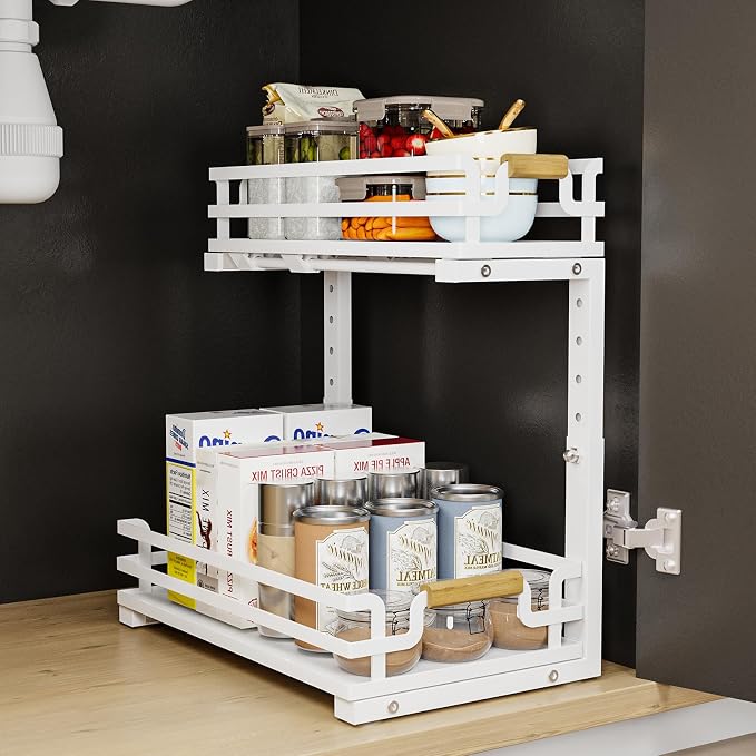 Under Sink Organizers and Storage, 2 Tier Slide Out Under Sink Organizers And by BXINREDA