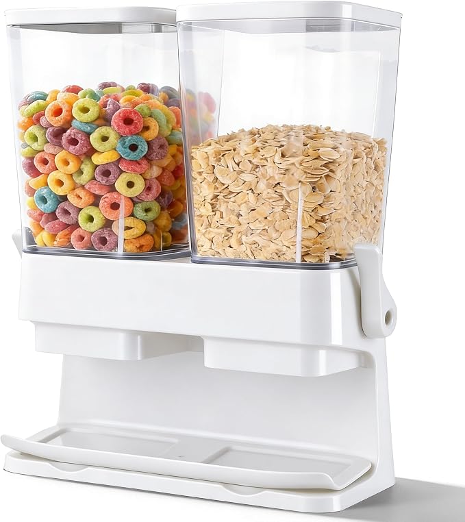 Cereal Dispenser Countertop 2 Pack, 3L Large Cereal Containers Storage Airtight by adorabby