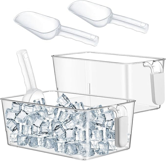 Havawish Ice Storage Bin and Flexible Scoop Set Plastic Freezer Bin by Havawish
