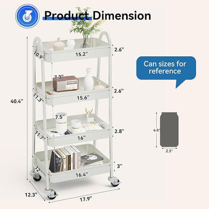 NEWBULIG 4-Tier Metal Rolling Storage Cart, Heavy Duty Mobile Utility Organizer - Image 4